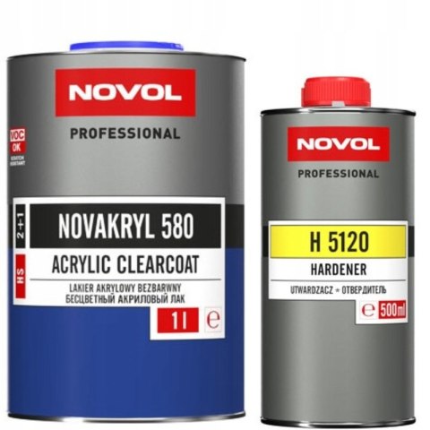 Lakier akrylowy Novol Novakryl 580 1 L + Utwardzacz 5120 Fast 0,5 L Lakier akrylowy Novol Novakryl 580 1 L + Utwardzacz 5120 Fast 0,5 L