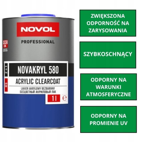 Lakier akrylowy Novol Novakryl 580 1 L + Utwardzacz 5120 Fast 0,5 L Lakier akrylowy Novol Novakryl 580 1 L + Utwardzacz 5120 Fast 0,5 L