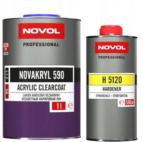 Lakier akrylowy Novol Novakryl 590 1 L + Utwardzacz 5120 Fast 0,5 L